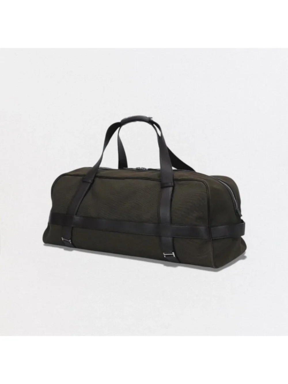 Hermes Allion 60 Boston Bag Toile H Leather Brown Khaki Green Silver 2-Way